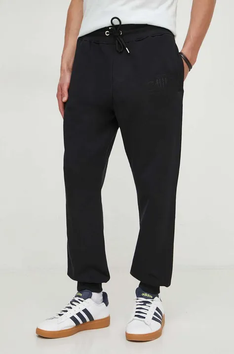 Бавовняні спортивні штани Gant колір чорний однотонні