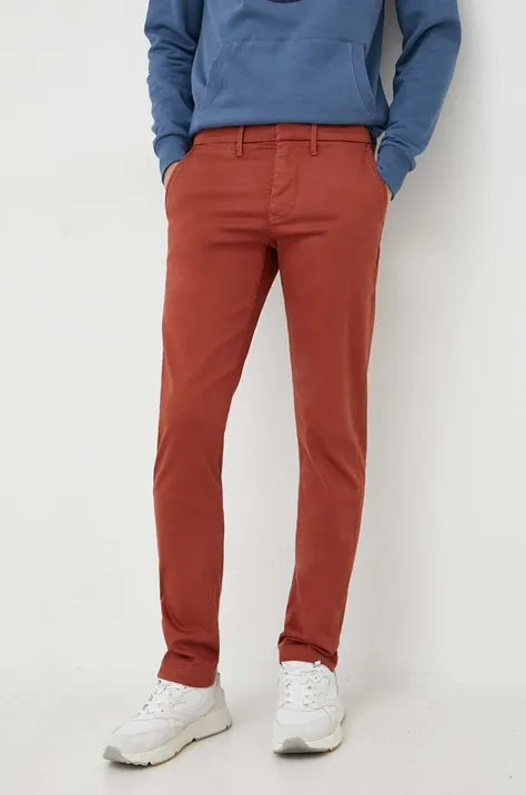 Брюки Pepe Jeans James мужские цвет красный облегающие