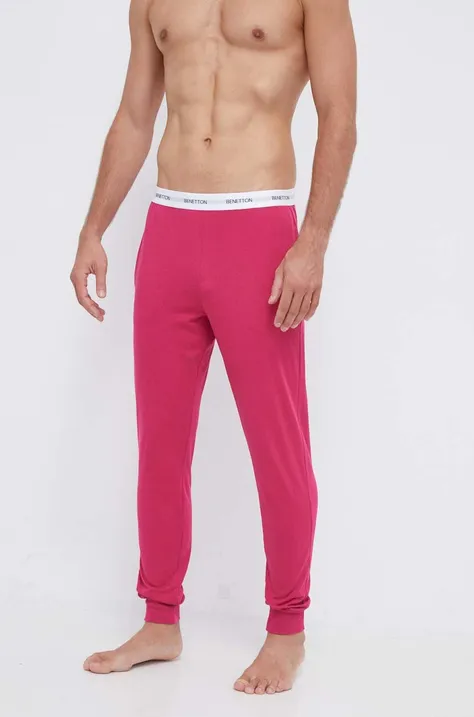 Домашен спортен панталон от памук United Colors of Benetton в розово