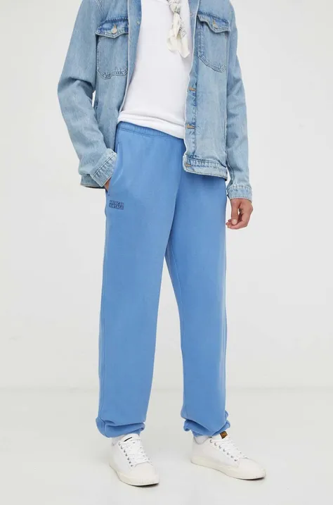 American Vintage spodnie dresowe kolor niebieski gładkie
