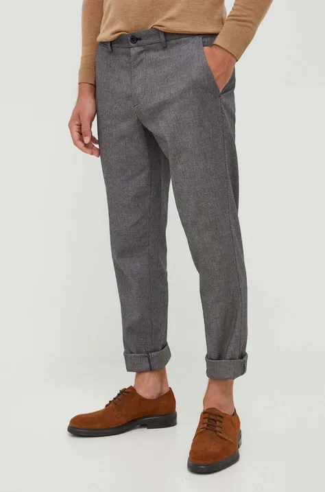 Sisley pantaloni barbati, culoarea gri, mulata