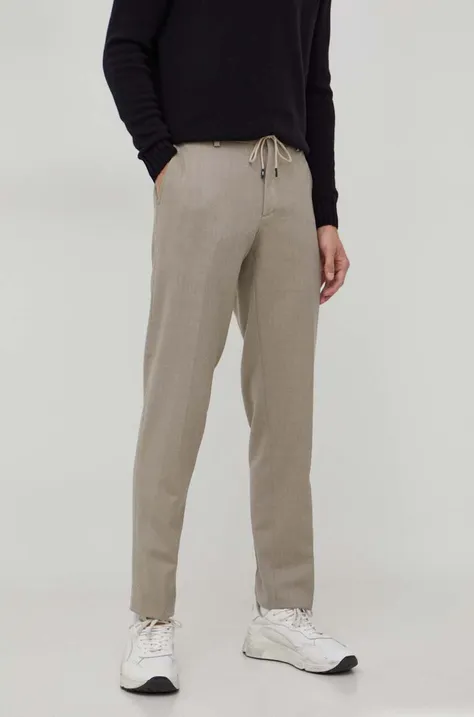 Шерстяные брюки Michael Kors цвет бежевый прямое