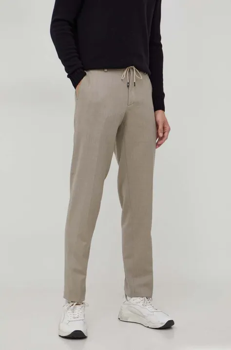 Michael Kors pantaloni de lana culoarea bej, drept