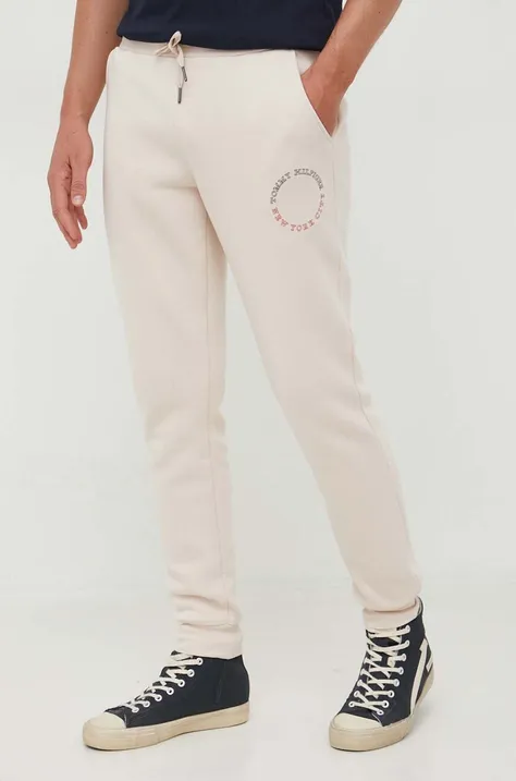 Спортивні штани Tommy Hilfiger колір бежевий з принтом