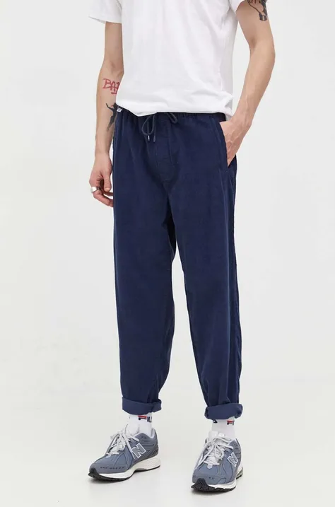 Хлопковые брюки Tommy Jeans цвет синий прямое