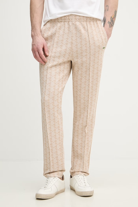 Lacoste pantaloni de trening bărbați cu bumbac bej XH1440
