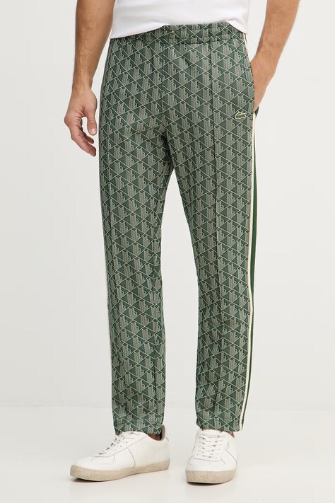 Lacoste spodnie dresowe kolor zielony wzorzyste XH1440