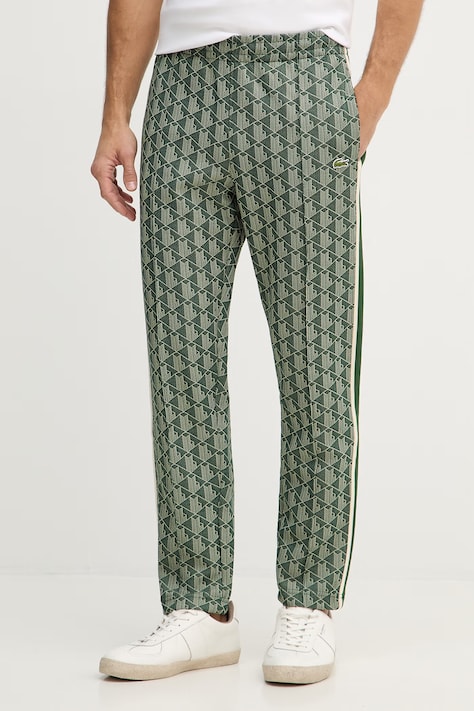 Lacoste spodnie dresowe kolor zielony wzorzyste XH1440