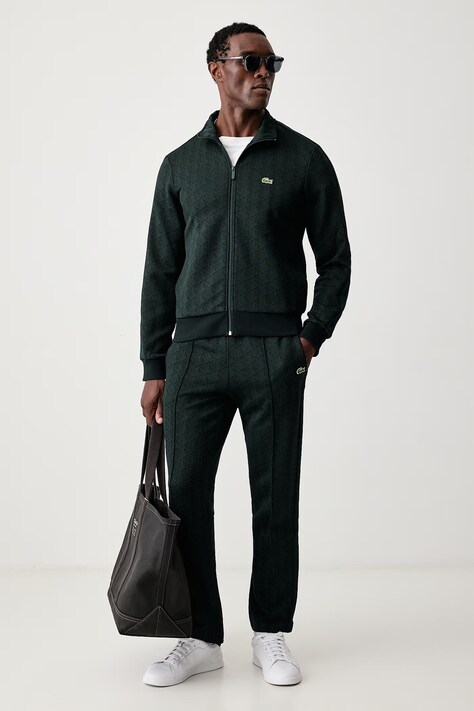 Lacoste Spodnie dresowe męskie z bawełną zielone regular waist XH1440