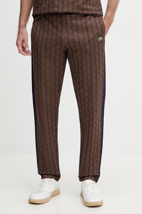 Lacoste spodnie dresowe męskie z bawełną brązowe regular waist XH1440