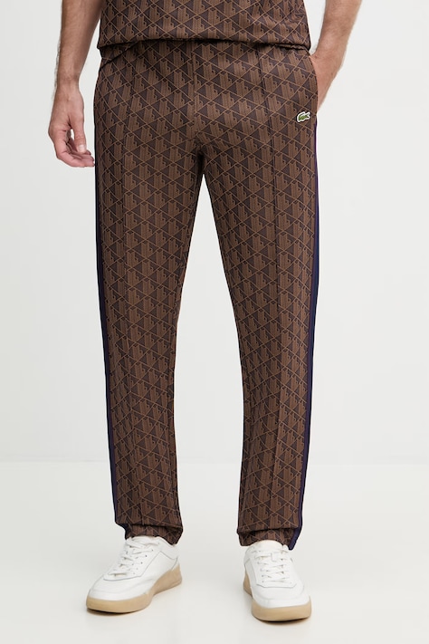 Lacoste spodnie dresowe męskie z bawełną brązowe regular waist XH1440