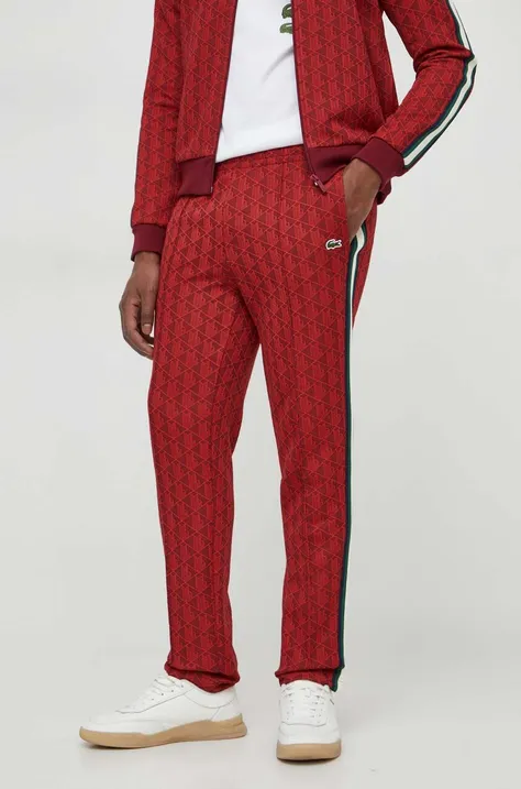 Lacoste spodnie dresowe kolor czerwony wzorzyste