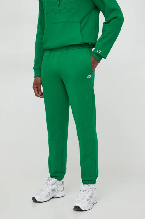 Lacoste spodnie dresowe kolor zielony z aplikacją