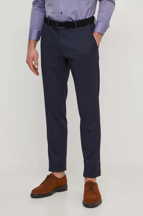 Karl Lagerfeld pantaloni barbati, culoarea albastru marin, cu fason chinos