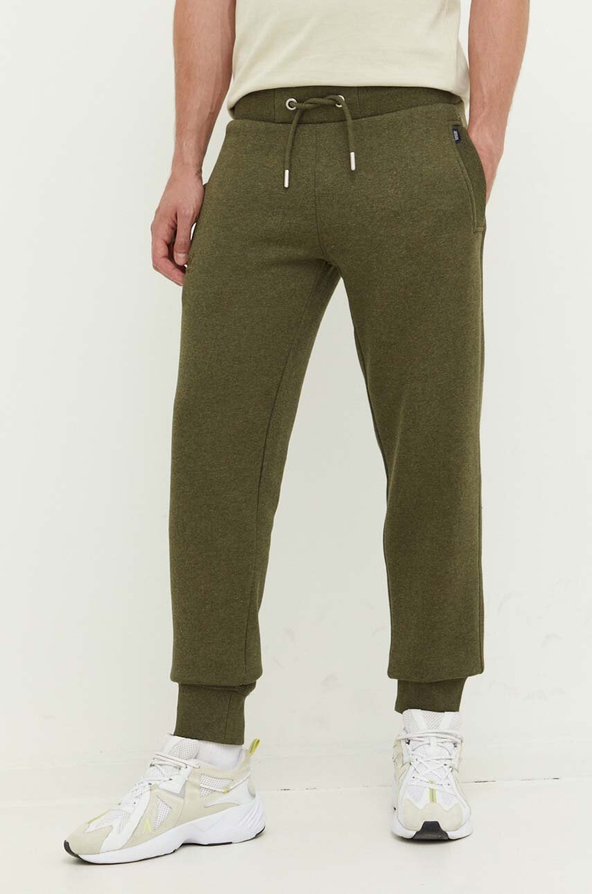 Superdry spodnie dresowe kolor zielony melanżowe