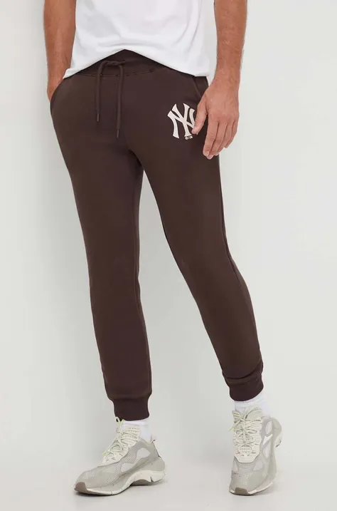 47brand spodnie dresowe MLB New York Yankees kolor brązowy z nadrukiem