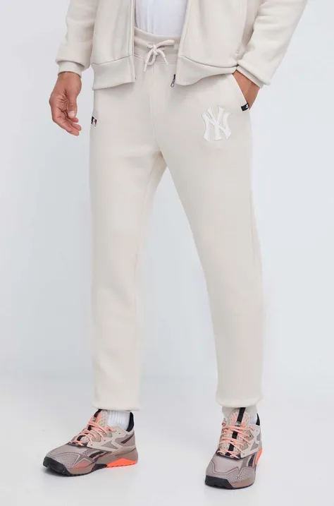 Tepláky 47 brand MLB New York Yankees béžová farba, s nášivkou