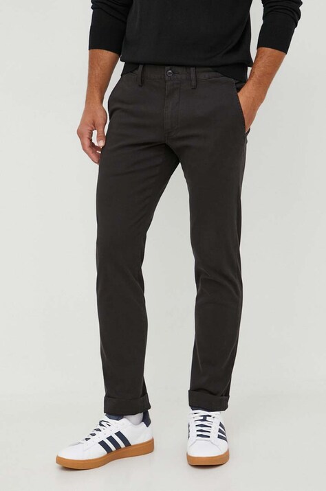 Polo Ralph Lauren pantaloni barbati, culoarea negru, mulata