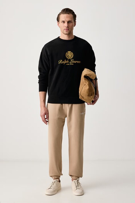 Polo Ralph Lauren Spodnie dresowe męskie z bawełną beżowe regular waist 710917906
