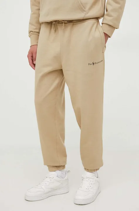 Polo Ralph Lauren spodnie męskie kolor beżowy z nadrukiem