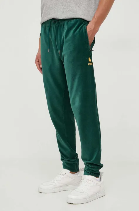 Polo Ralph Lauren spodnie dresowe sztruksowe kolor zielony gładkie