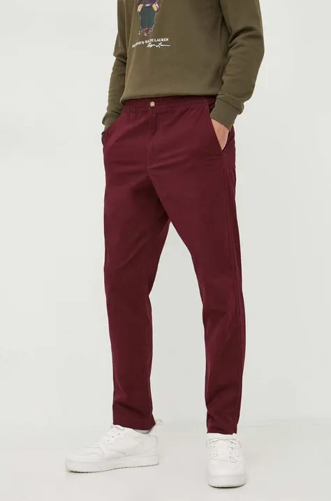 Nohavice Polo Ralph Lauren pánske, bordová farba, rovné