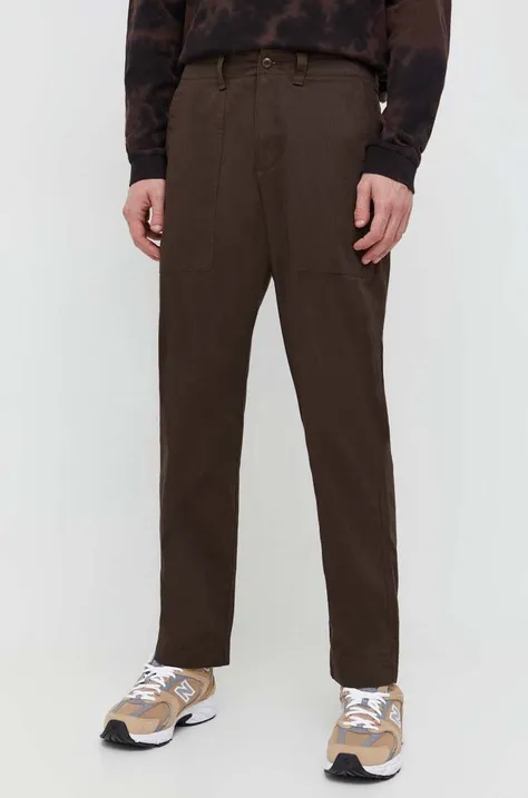 Abercrombie & Fitch pantaloni de bumbac culoarea maro, drept