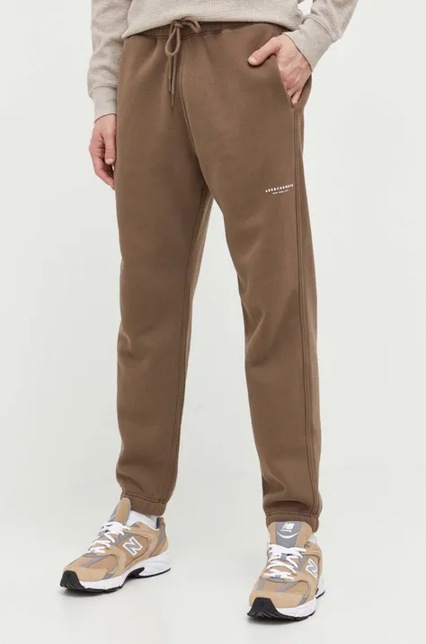 Abercrombie & Fitch pantaloni de trening culoarea maro, neted