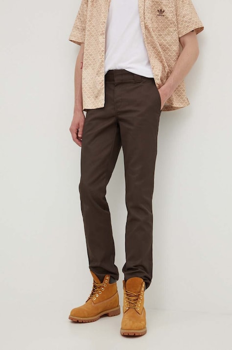Dickies pantaloni bărbați, culoarea maro, drept
