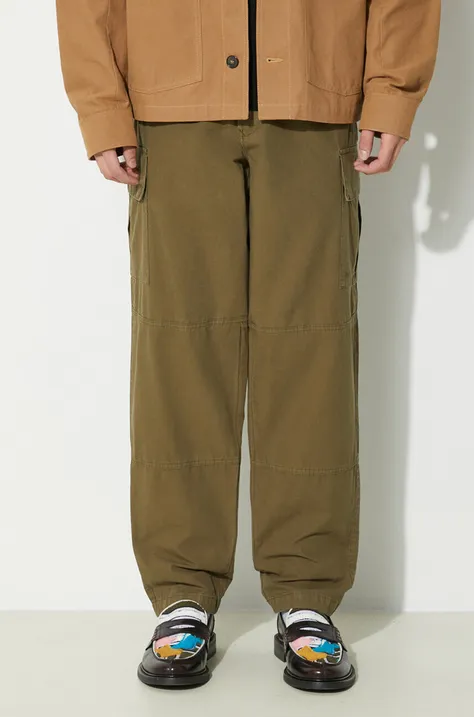 Pamučne hlače Barbour boja: zelena, cargo kroj
