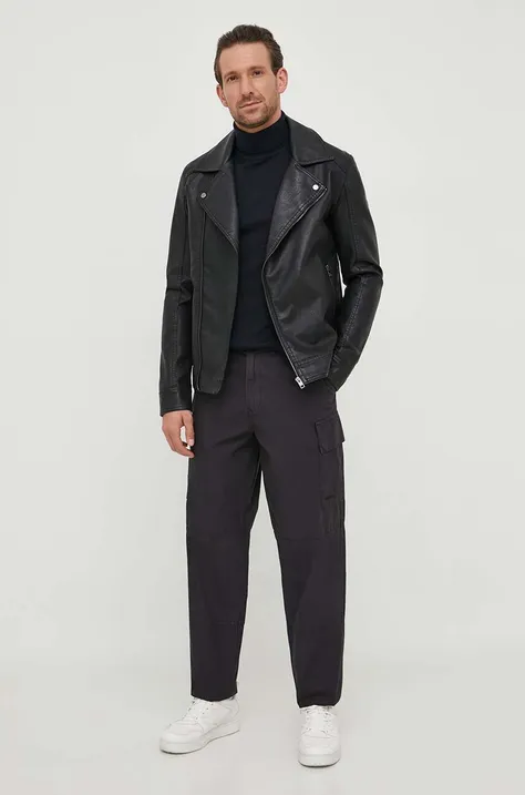 Barbour spodnie bawełniane kolor czarny w fasonie cargo