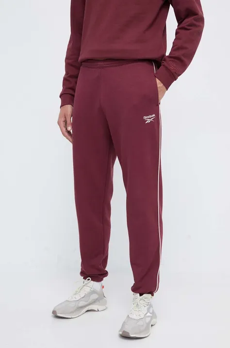 Спортивні штани Reebok колір бордовий однотонні