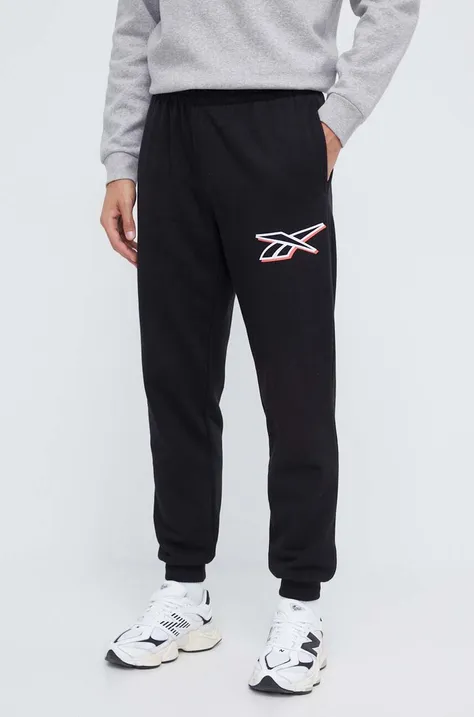 Спортивні штани Reebok колір чорний з принтом