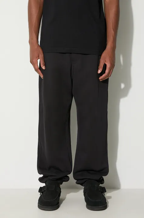Памучен спортен панталон Y-3 в черно с изчистен дизайн