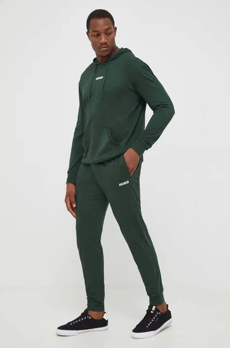 Nohavice HUGO zelená farba, jednofarebné