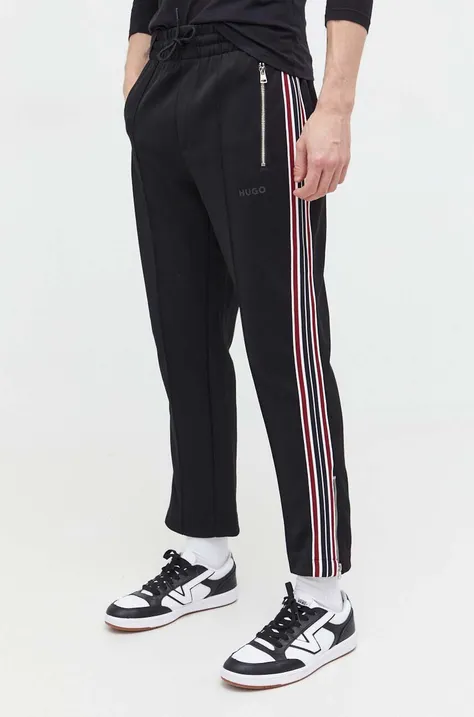 Спортивні штани HUGO колір чорний з аплікацією