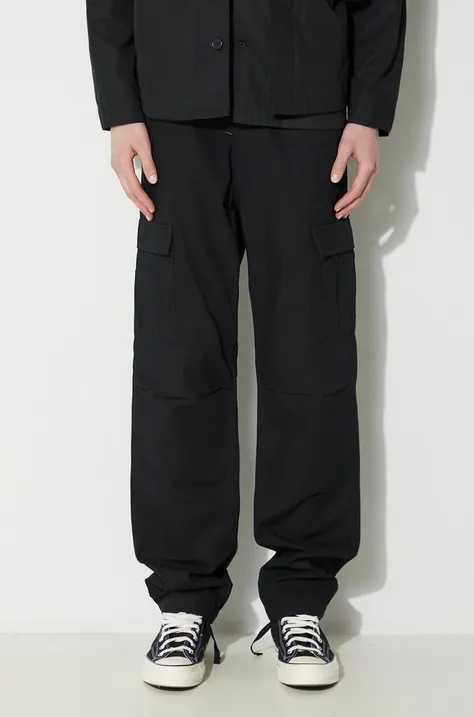 Pamučne hlače Carhartt WIP boja: crna, ravni kroj