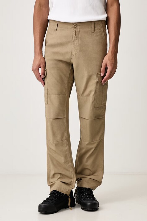 Carhartt WIP Бавовняні штани Carhartt WIP колір бежевий пряме