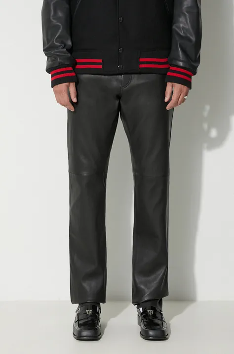 Kožené kalhoty 1017 ALYX 9SM pánské, černá barva, jednoduché