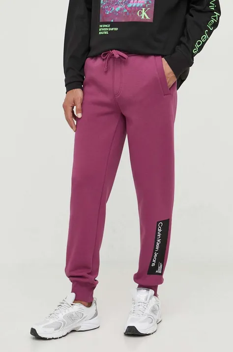Calvin Klein Jeans spodnie dresowe kolor fioletowy