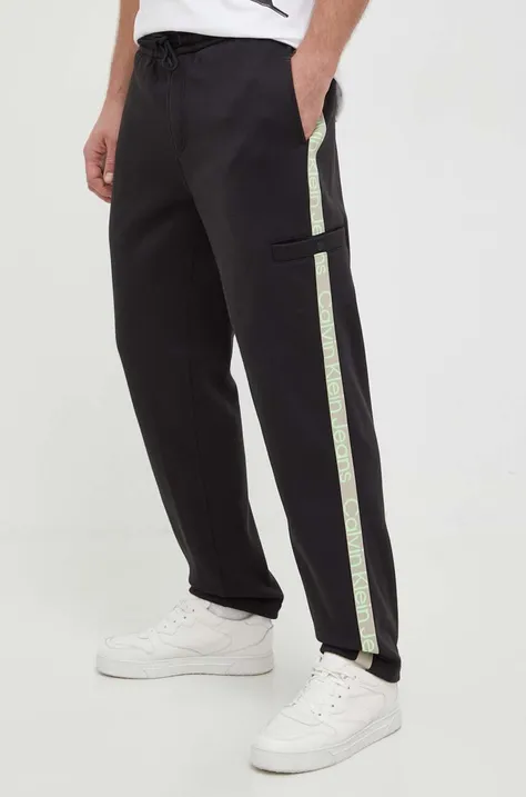 Calvin Klein Jeans spodnie dresowe kolor czarny z aplikacją