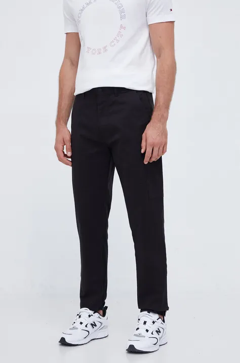 Nohavice Calvin Klein pánske, čierna farba, rovné