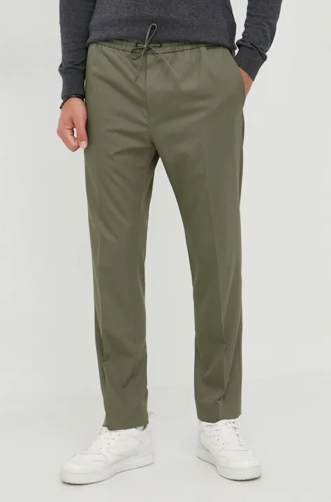 Nohavice Calvin Klein pánske, zelená farba, priliehavé