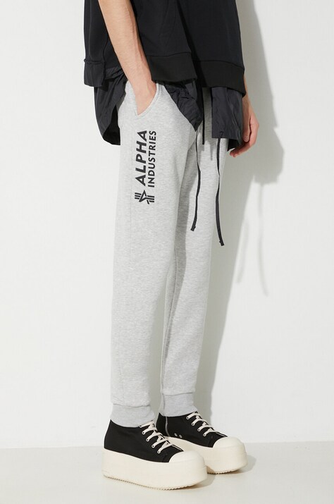 Alpha Industries pantaloni de trening culoarea gri, cu imprimeu
