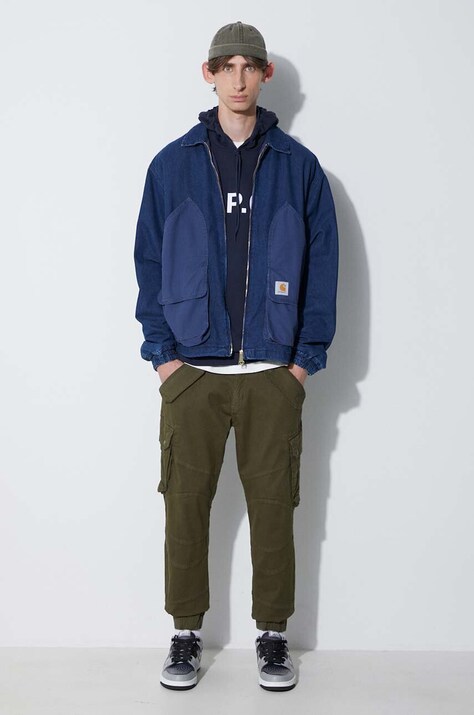 Nohavice Alpha Industries Combat Pant LW 126215.142, pánske, zelená farba