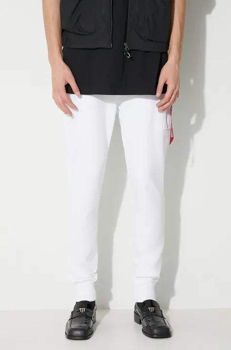 Спортен панталон Alpha Industries в бяло с изчистен дизайн