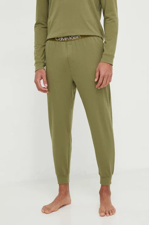 Домашен панталон Calvin Klein Underwear в зелено с изчистен дизайн 000NM2175E
