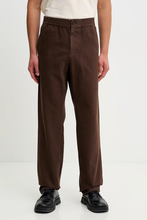 A.P.C. pantaloni de bumbac culoarea maro, drept