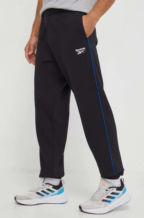 Reebok pantaloni de trening culoarea negru, cu imprimeu