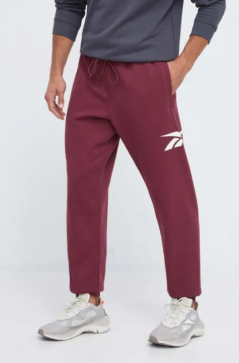 Спортивные штаны Reebok Classic цвет бордовый с принтом